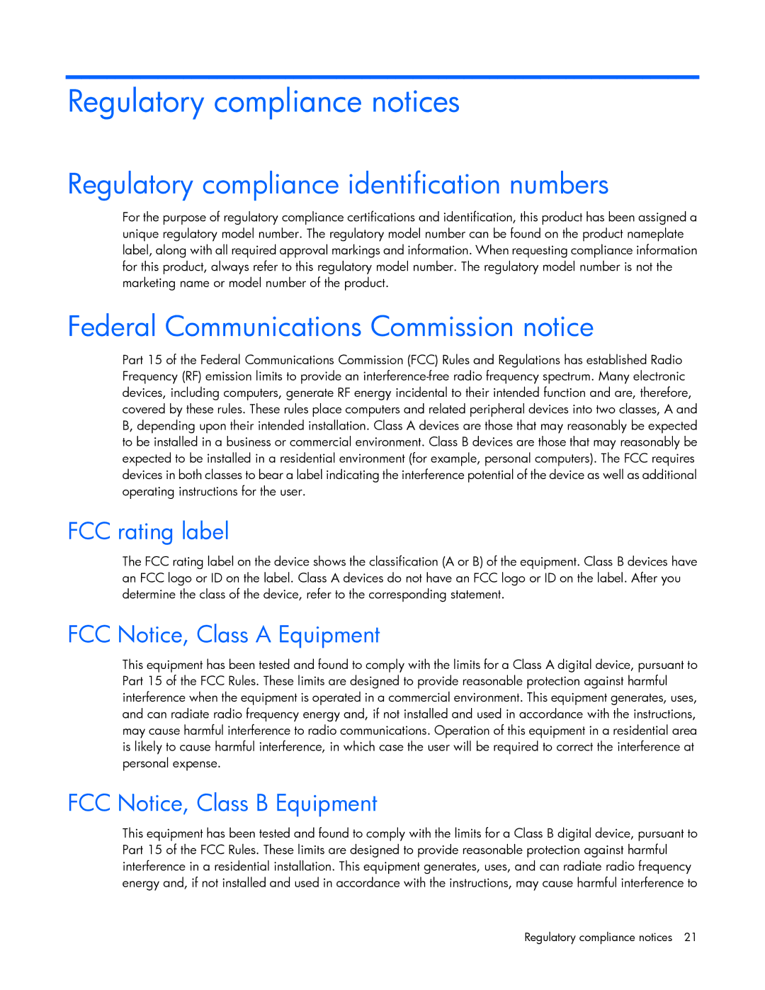 HP TFT7600 G2 manual Regulatory compliance notices, Regulatory compliance identification numbers 