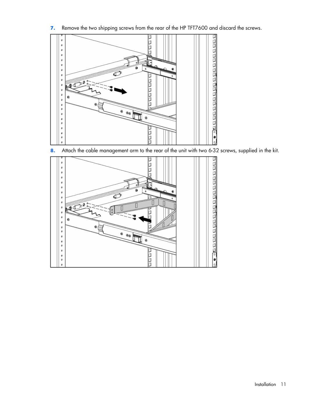 HP TFT7600 manual Installation 