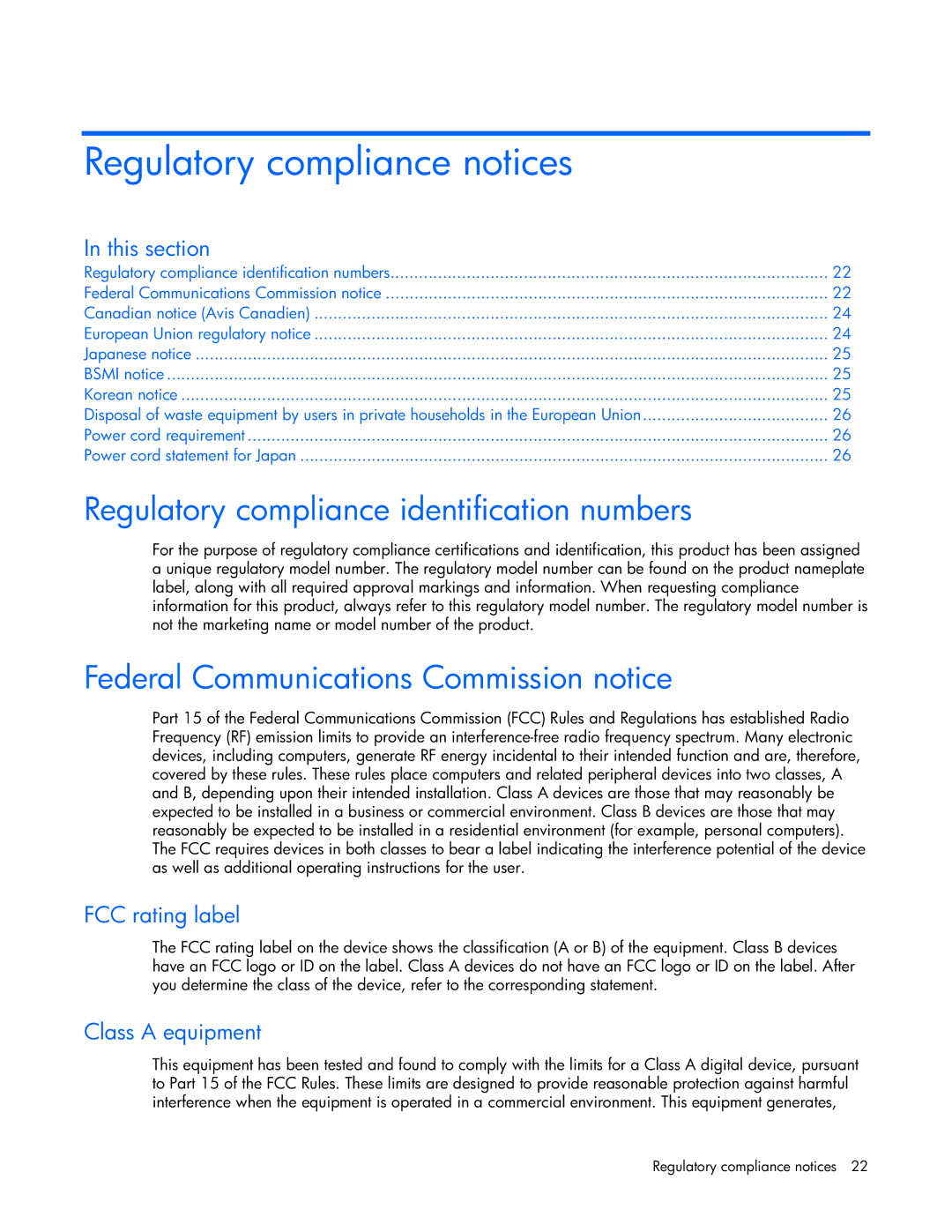 HP TFT7600 manual Regulatory compliance notices, Regulatory compliance identification numbers, FCC rating label 