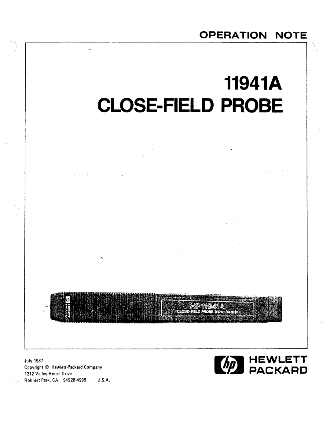 HP Thermometer 11941A manual 