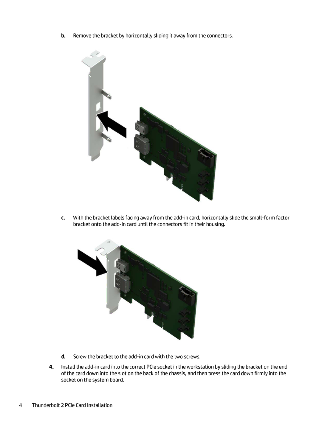 HP Thunderbolt-2 Ie 1-port I/O Card manual 