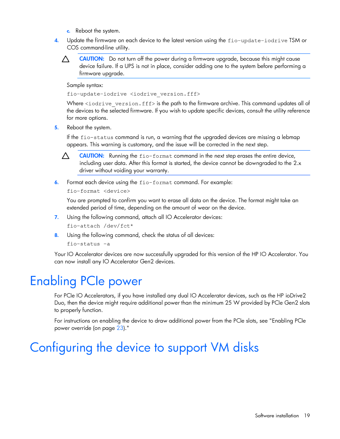 HP Thunderbolt 2-Port AiO Module ESXi/ESX manual Enabling PCIe power, Configuring the device to support VM disks 