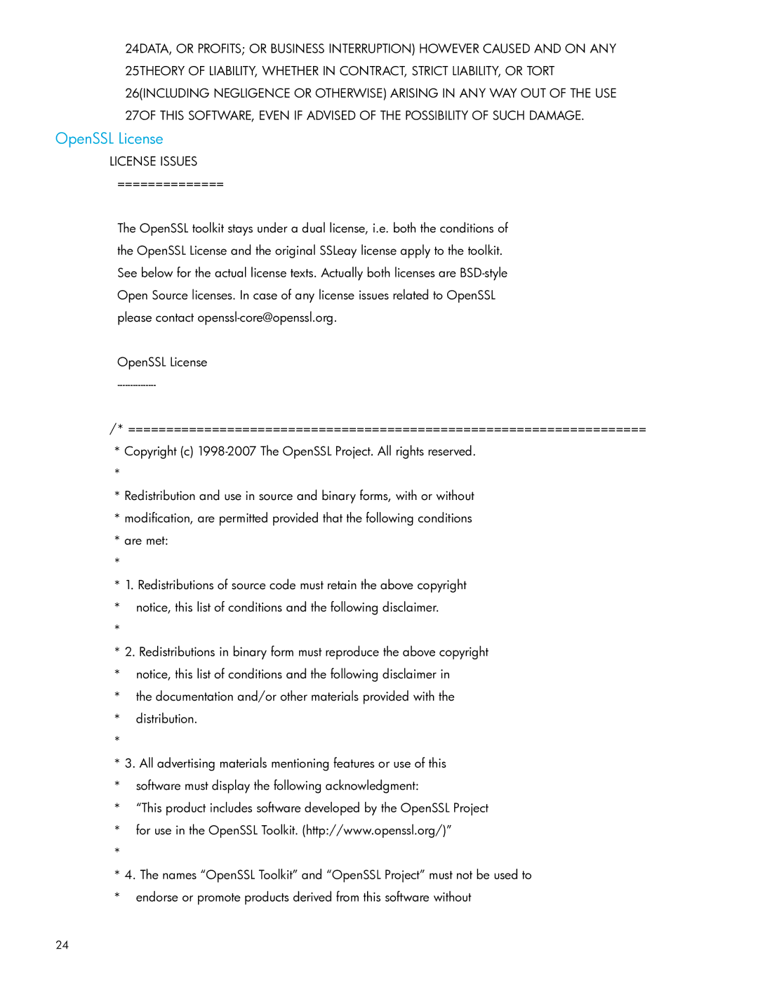 HP TippingPoint Next Generation Firewall manual OpenSSL License, License Issues 