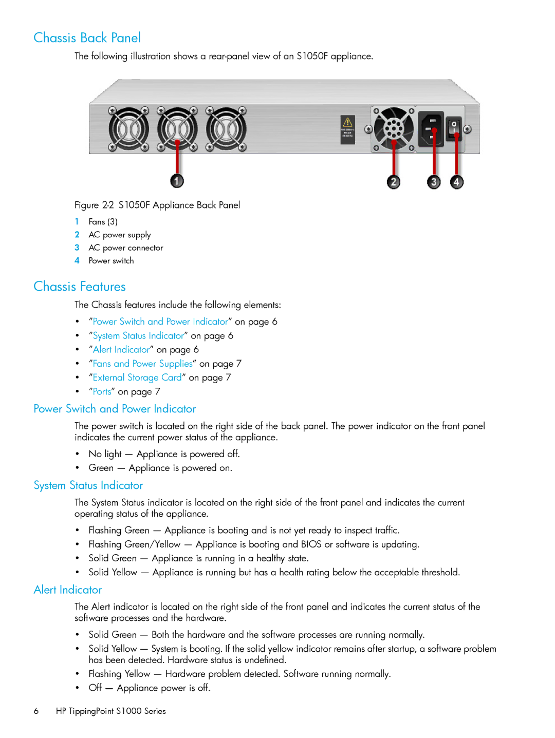 HP TippingPoint Next Generation Firewall manual Chassis Back Panel, Chassis Features 