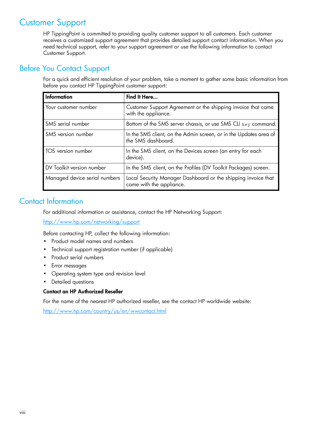 HP TippingPoint Next Generation Firewall manual Customer Support 