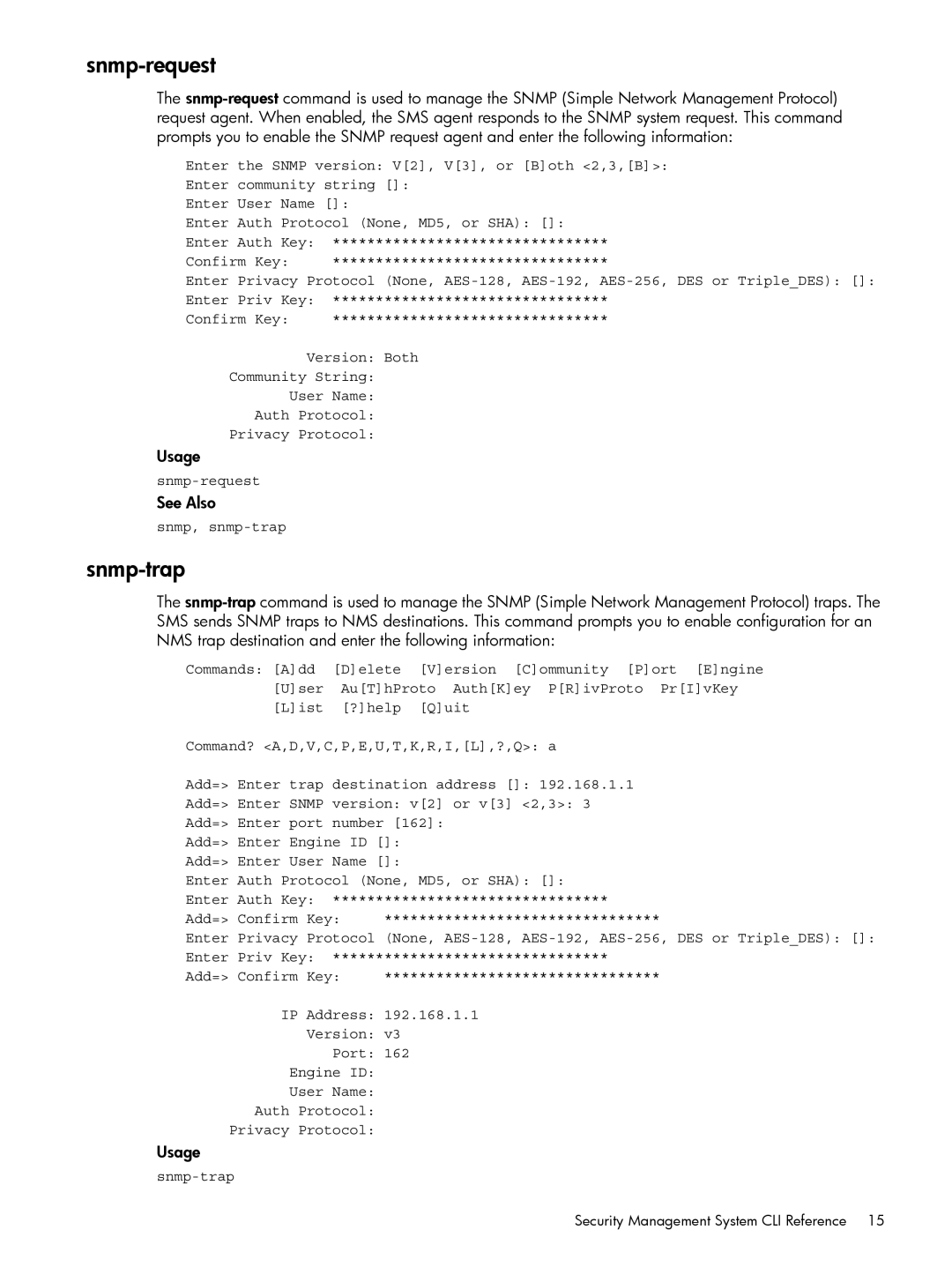 HP TippingPoint Next Generation Firewall manual Snmp-request, Snmp-trap 