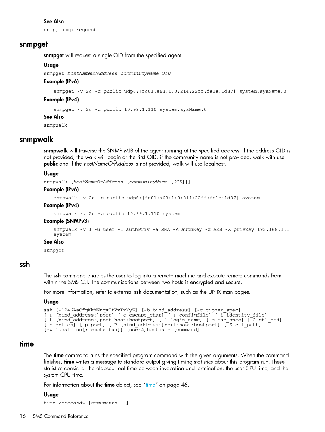 HP TippingPoint Next Generation Firewall manual Snmpget, Snmpwalk, Ssh, Time 