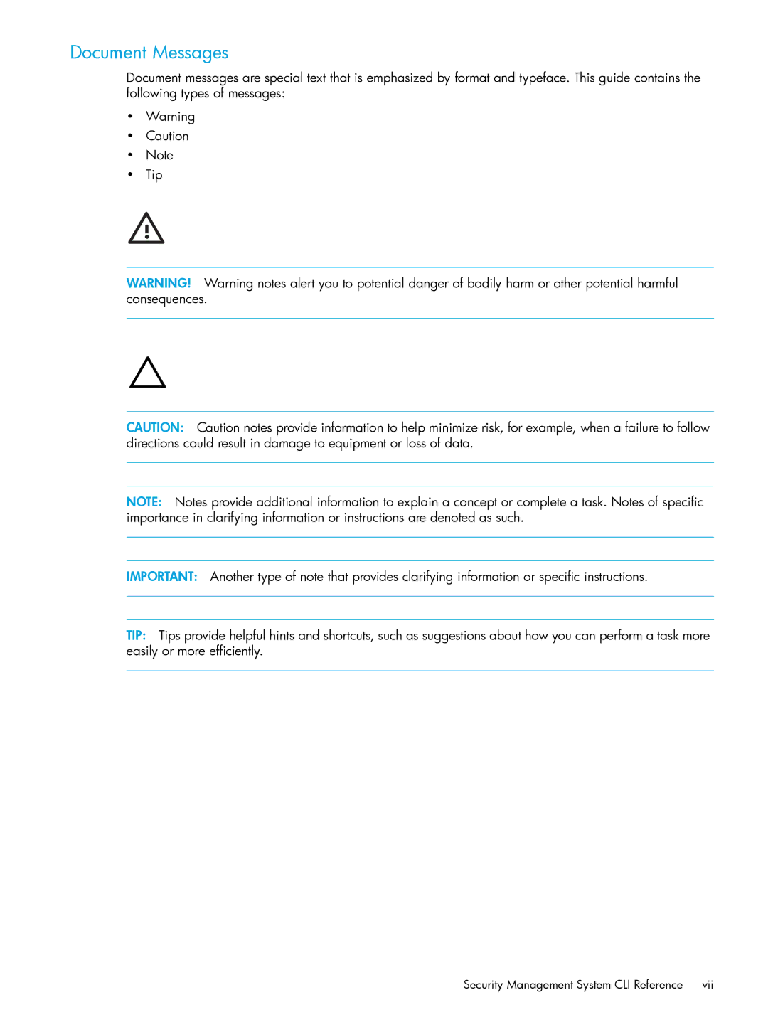 HP TippingPoint Next Generation Firewall manual Document Messages 