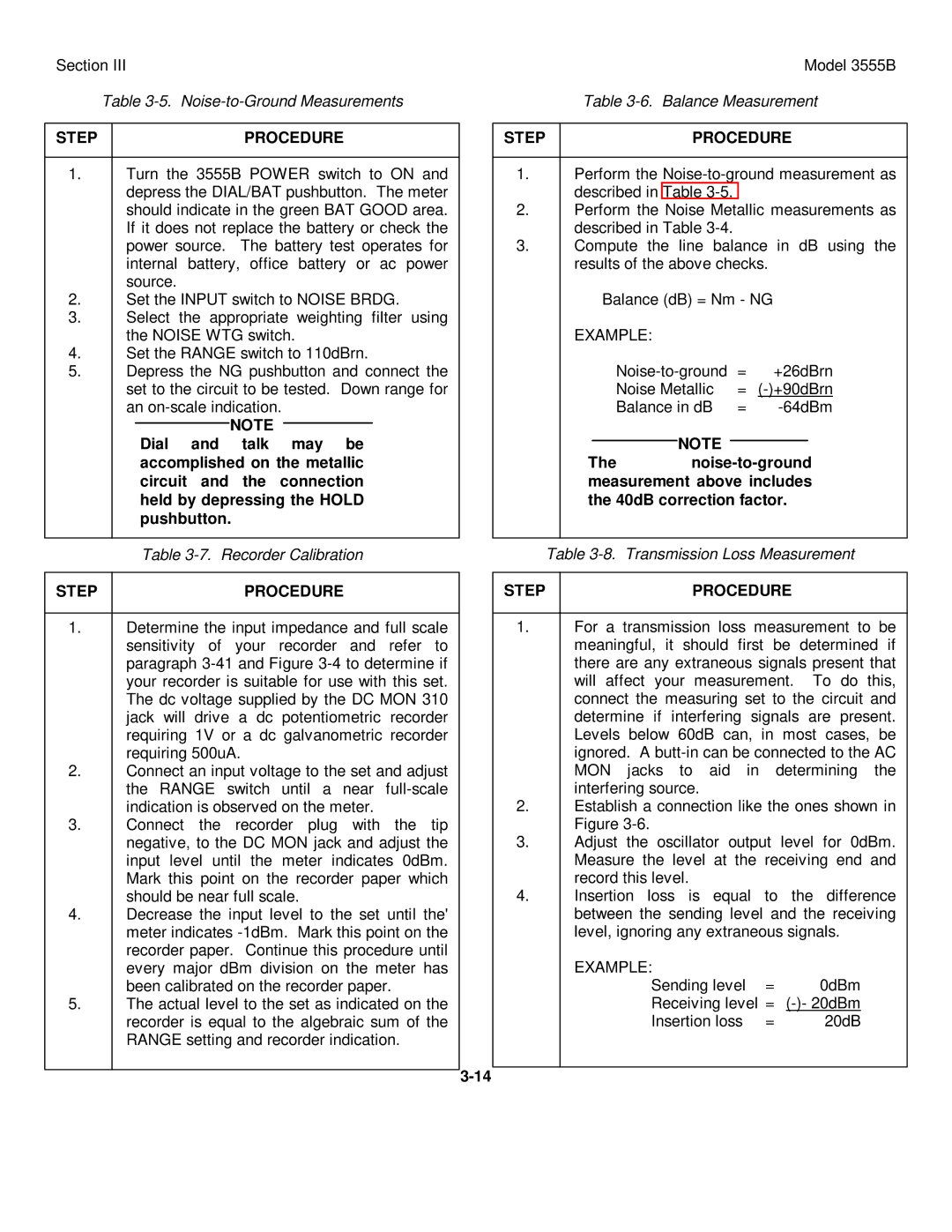 HP TM 11-6625-2779-14&P manual Noise-to-Ground Measurements Balance Measurement, Recorder Calibration, Example 