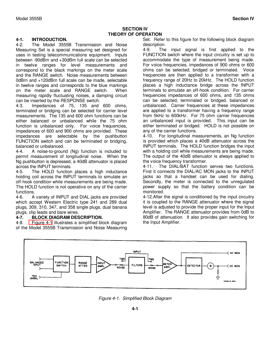 HP TM 11-6625-2779-14&P manual Section Theory of Operation Introduction, Block Diagram Description 