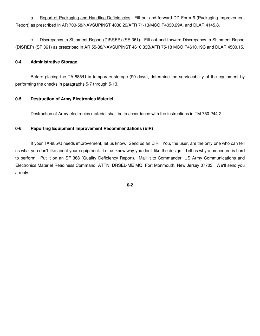 HP TM 11-6625-2779-14&P manual Administrative Storage, Destruction of Army Electronics Materiel 