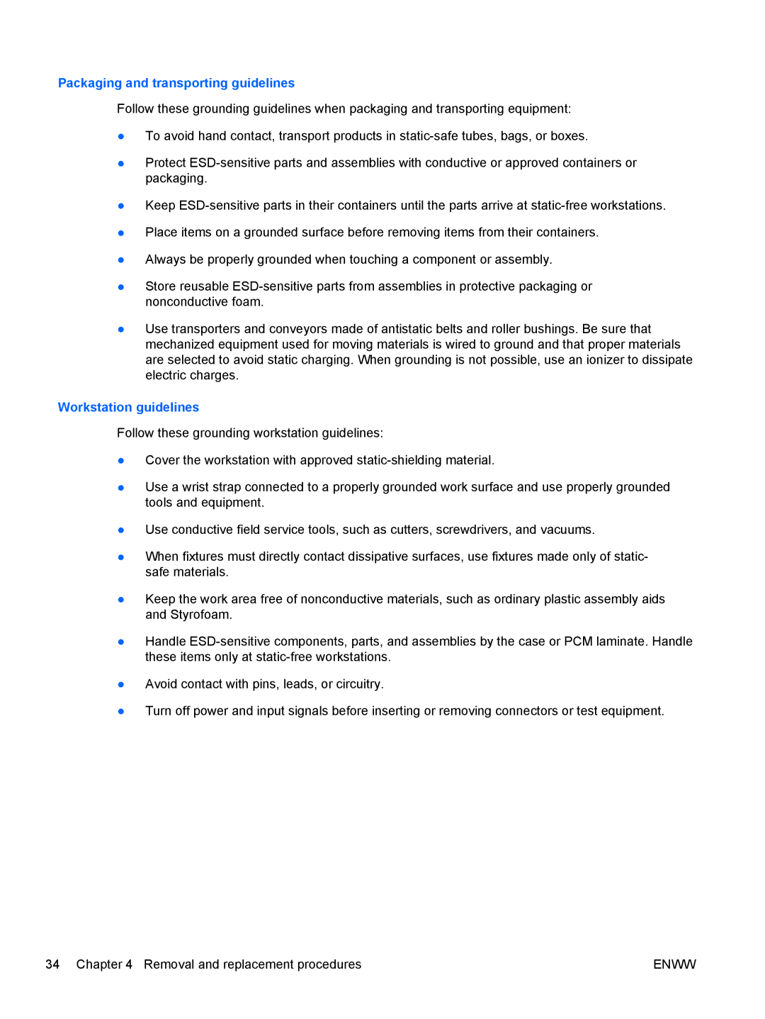 HP tm2-1073nr, tm2-1070us, tm2-1079cl, tm2-1072nr, tm2-1020tx, tm2-1016tx, tm2-1014tx Packaging and transporting guidelines 