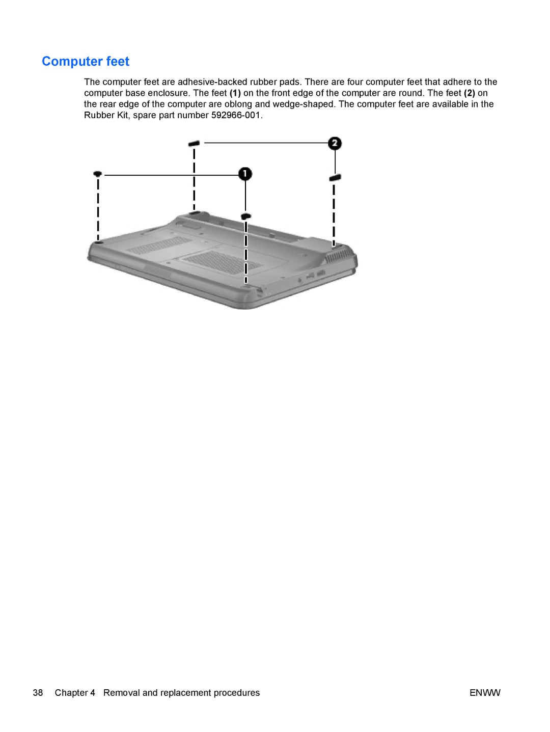 HP tm2-1020tx, tm2-1073nr, tm2-1070us, tm2-1079cl, tm2-1072nr, tm2-1016tx, tm2-1014tx, tm2-1013tx, tm2-1018tx manual Computer feet 