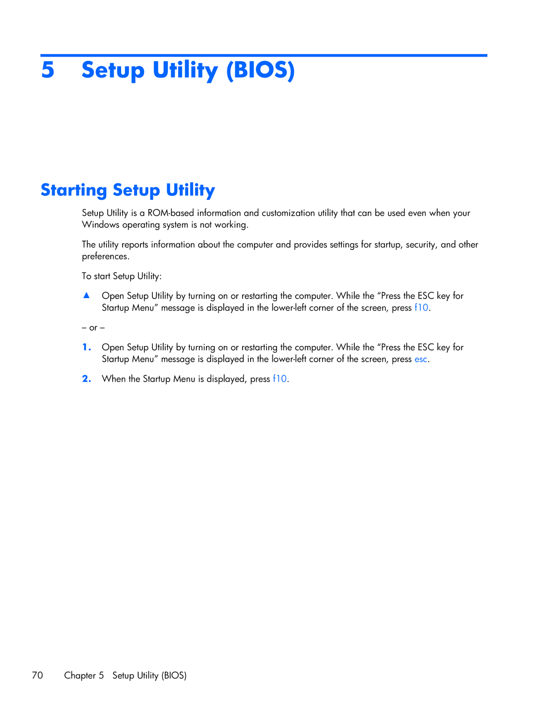 HP tm2-2150ca, tm2-2001sl, tm2-2001xx, tm2-2050us, tm2-2052nr, tm2-2150us, tm2t-2100 Setup Utility Bios, Starting Setup Utility 