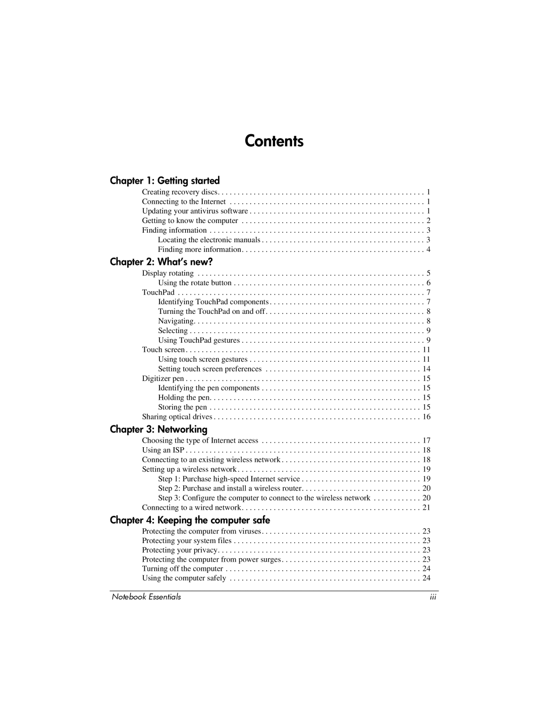 HP tm2t-2100, tm2-2150us, tm2t-2200 manual Contents 