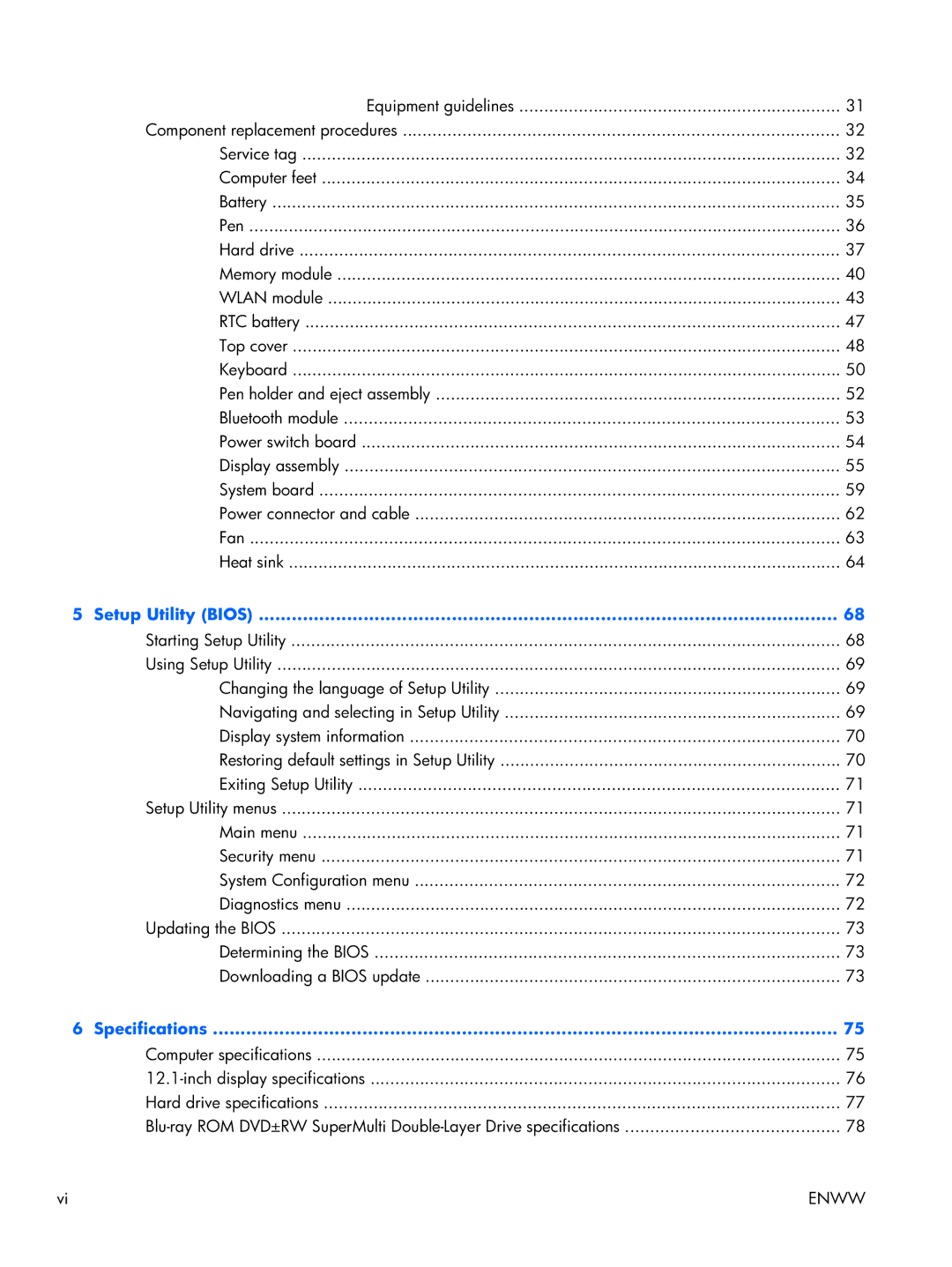 HP TM2 manual Setup Utility Bios 