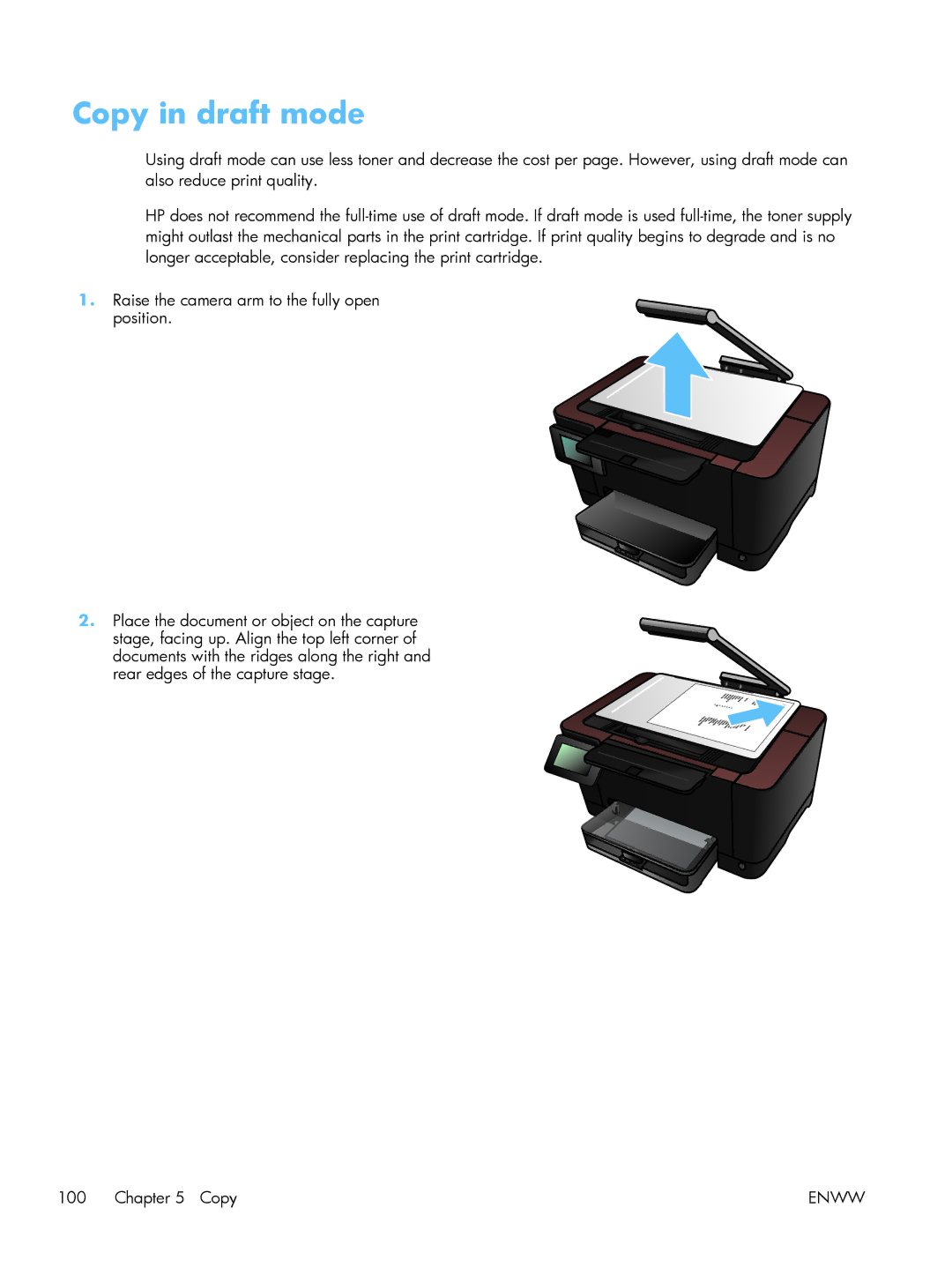 HP TopShot CF040ARBGJ manual Copy in draft mode 