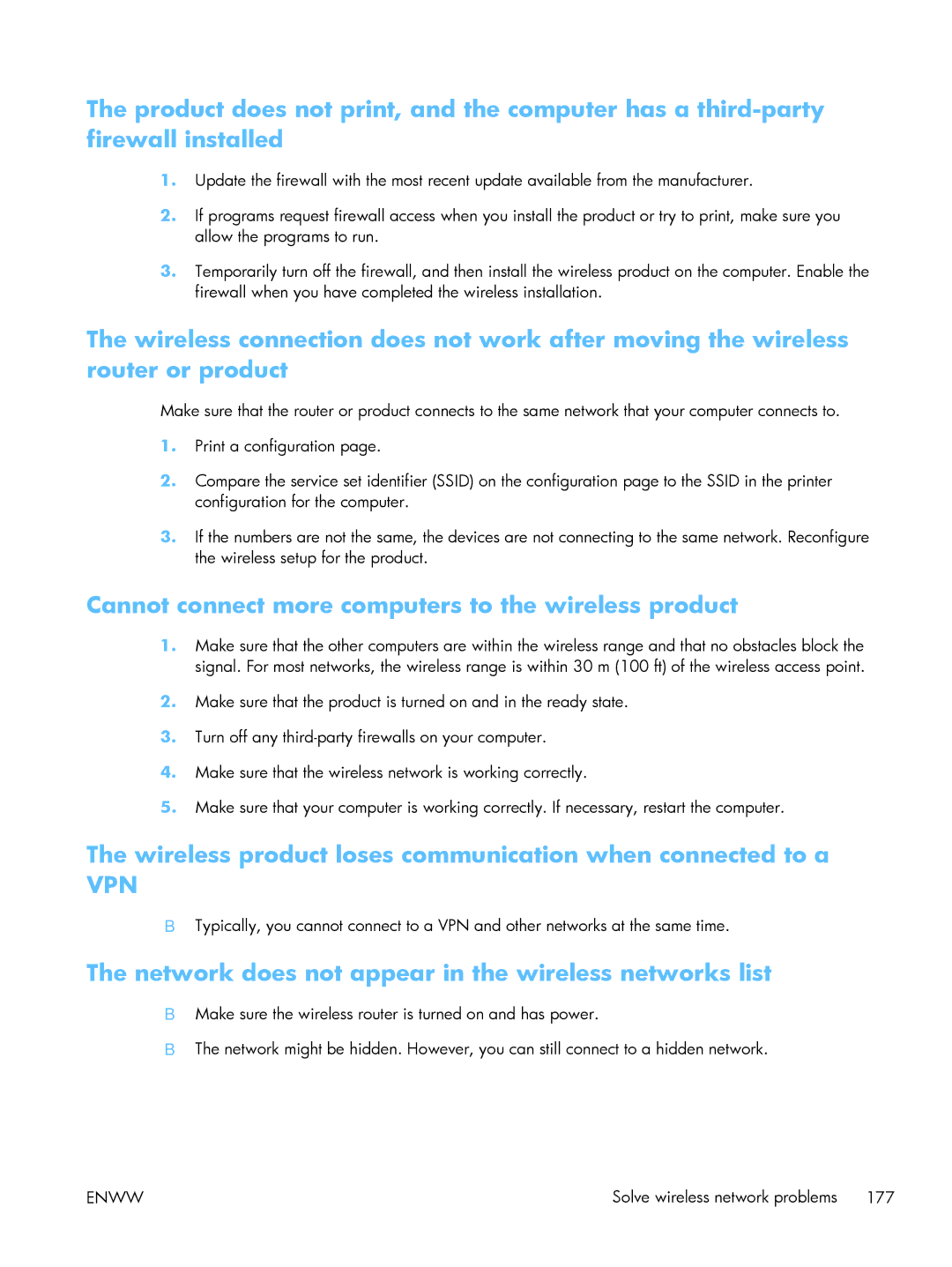 HP TopShot CF040ARBGJ manual Cannot connect more computers to the wireless product 