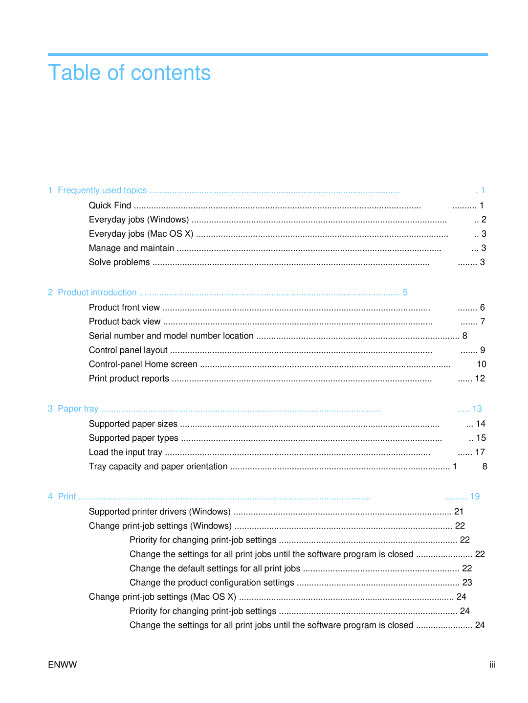 HP TopShot CF040ARBGJ manual Table of contents 