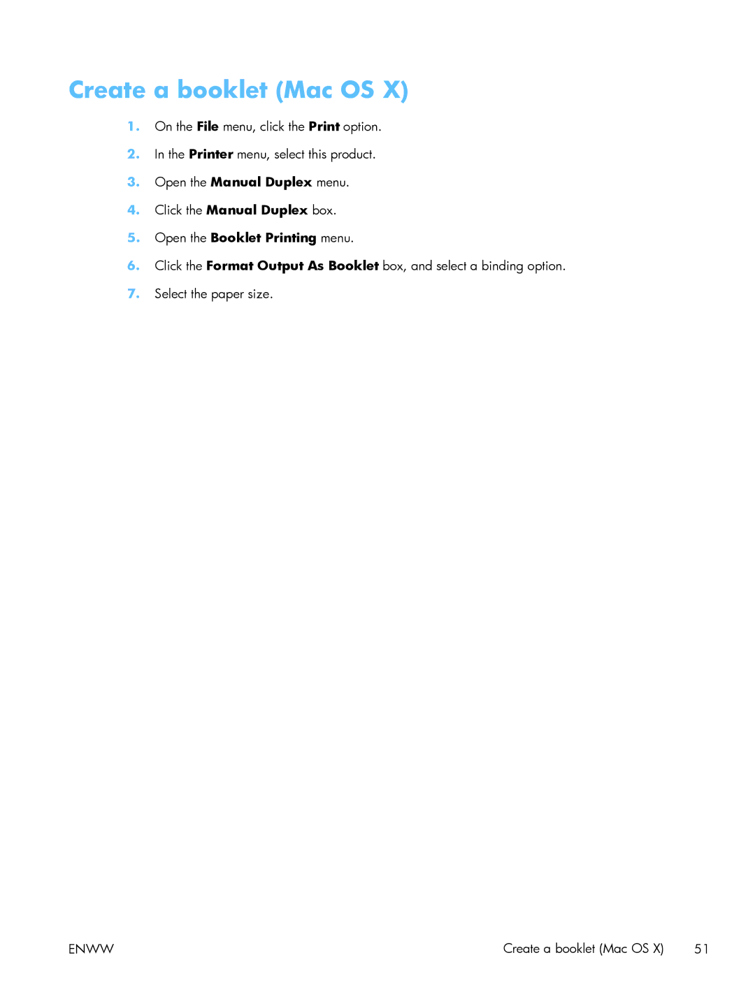 HP TopShot CF040ARBGJ manual Create a booklet Mac OS, Open the Booklet Printing menu 