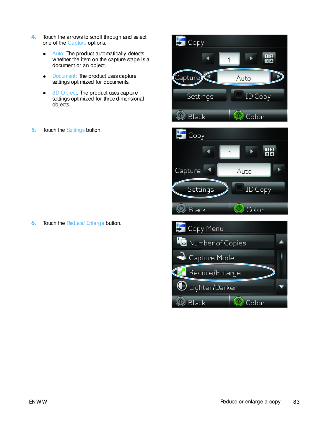 HP TopShot CF040ARBGJ manual Reduce or enlarge a copy 