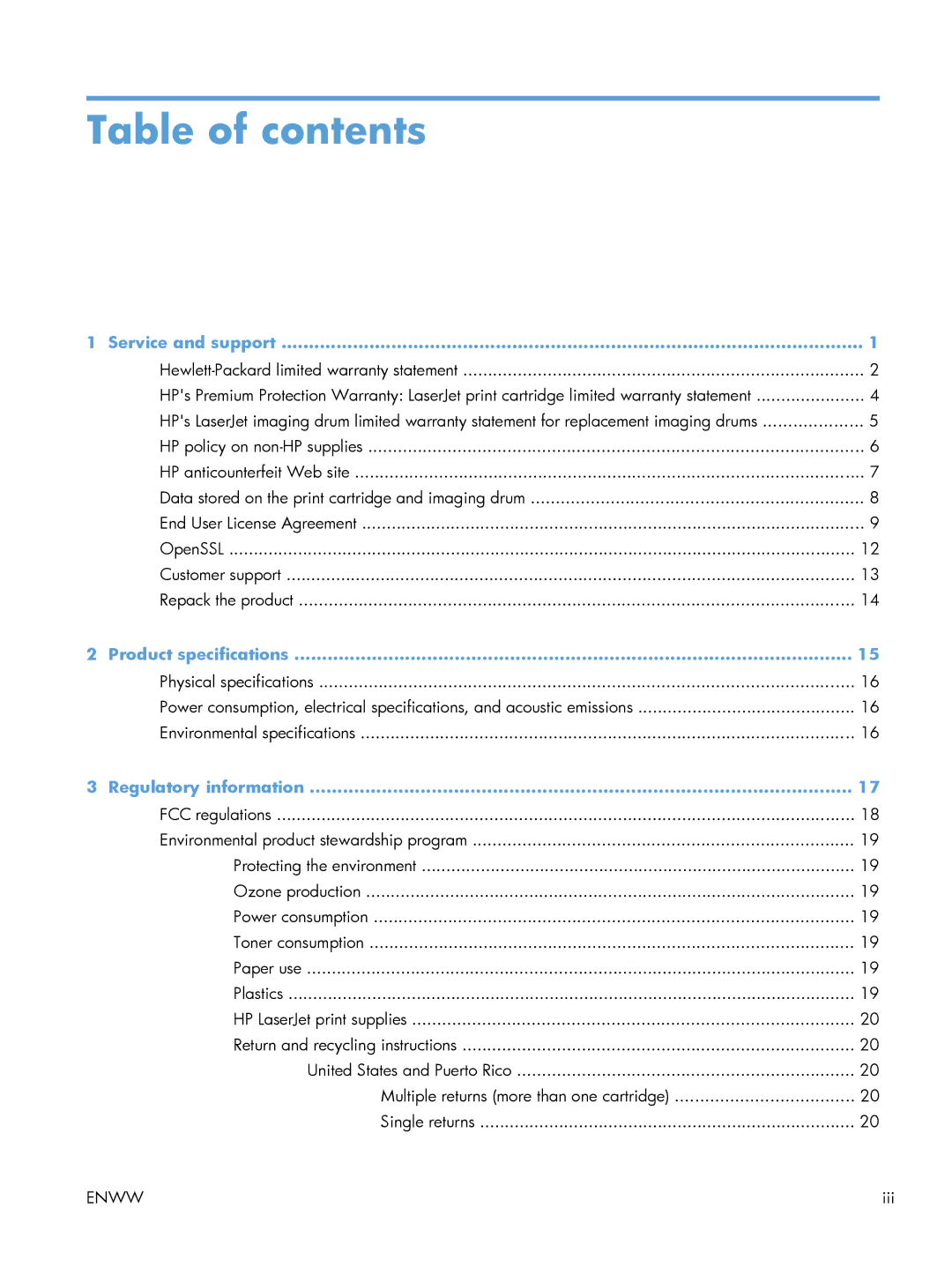 HP TopShot M275 MFP manual Table of contents 