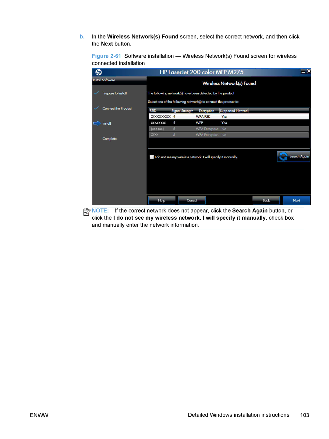 HP TopShot M275 MFP manual Detailed Windows installation instructions 103 