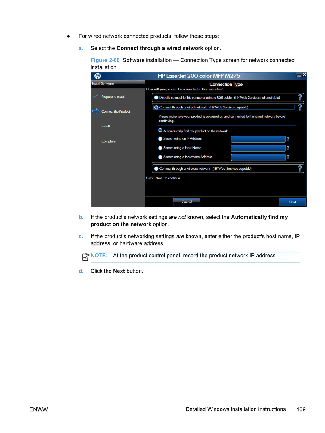 HP TopShot M275 MFP manual Detailed Windows installation instructions 109 