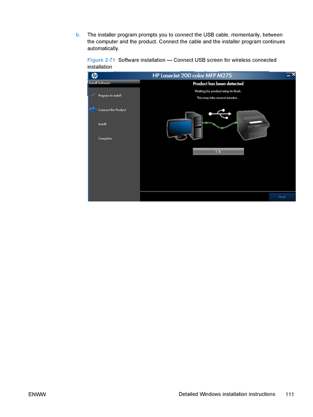 HP TopShot M275 MFP manual Detailed Windows installation instructions 111 