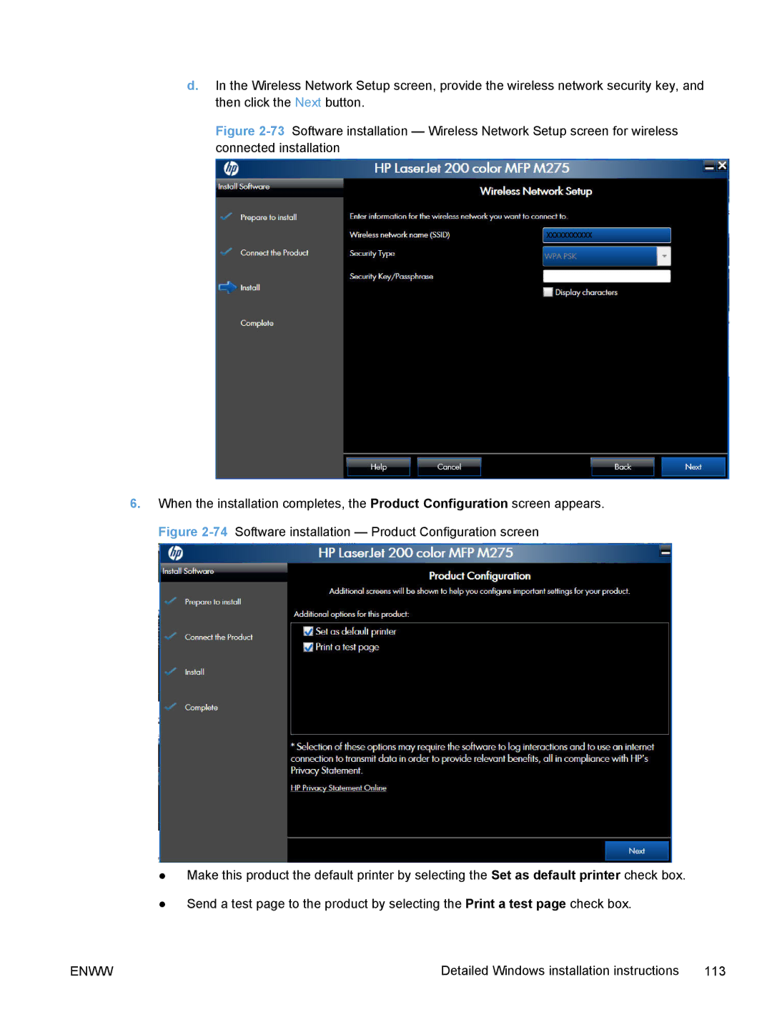 HP TopShot M275 MFP manual Detailed Windows installation instructions 113 