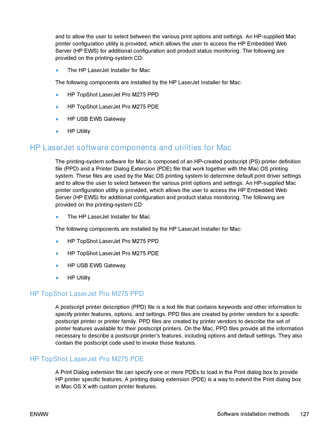 HP TopShot M275 MFP manual HP LaserJet software components and utilities for Mac, HP TopShot LaserJet Pro M275 PPD 