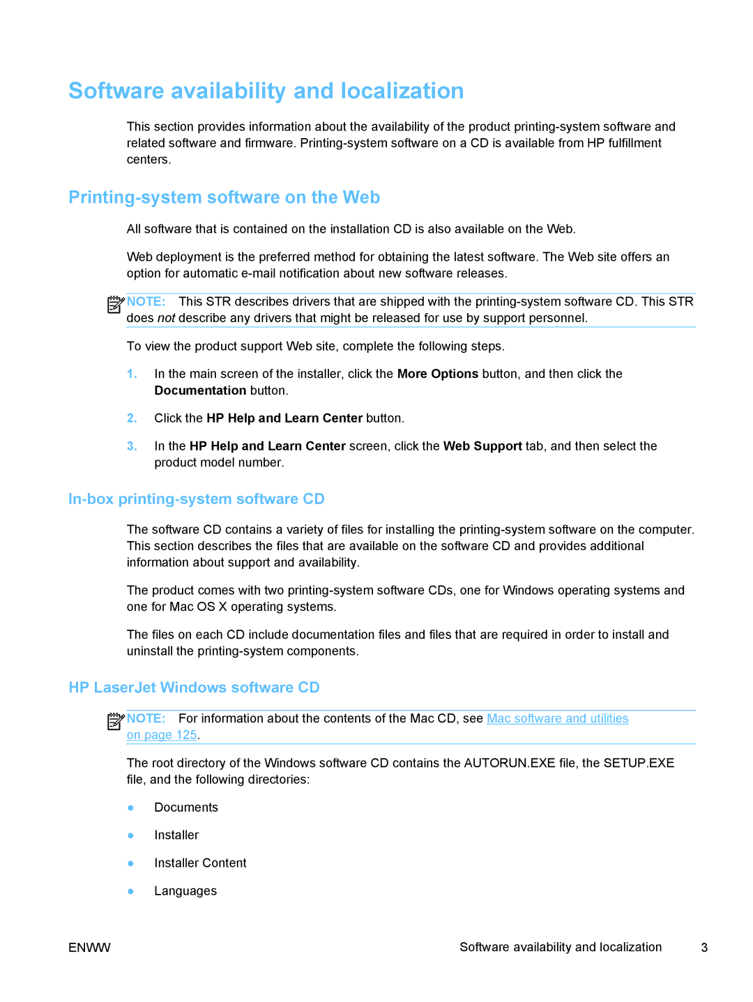 HP TopShot M275 MFP manual Software availability and localization, Printing-system software on the Web 