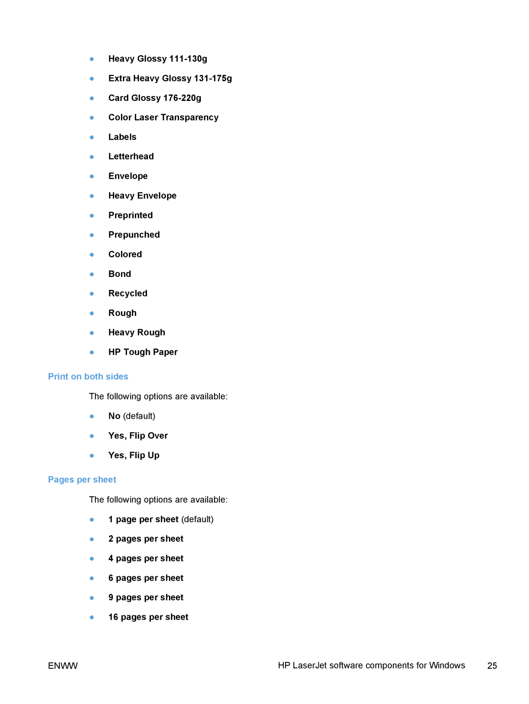 HP TopShot M275 MFP manual Print on both sides, Yes, Flip Over Yes, Flip Up, Per sheet default Pages per sheet 