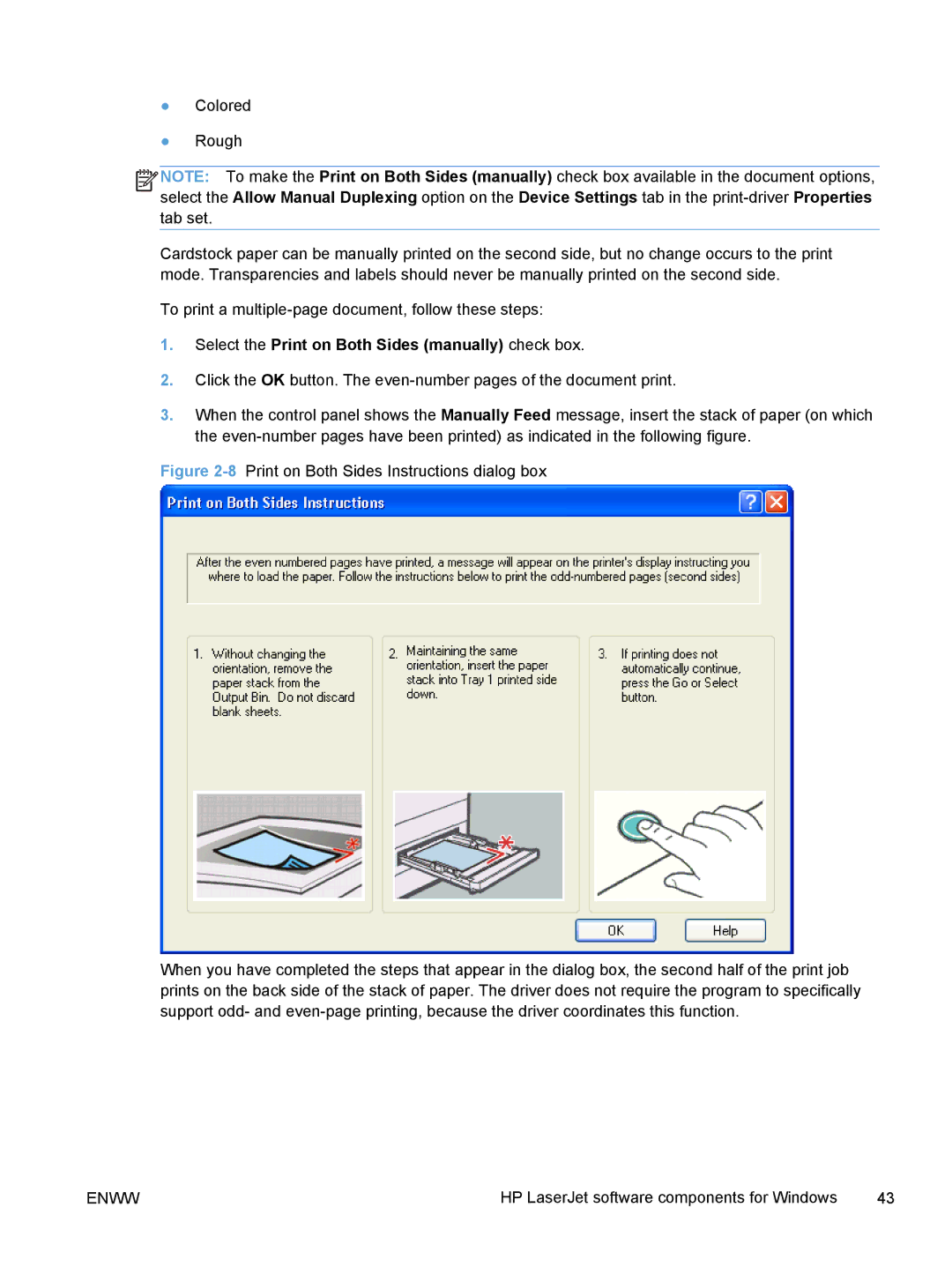 HP TopShot M275 MFP Select the Print on Both Sides manually check box 