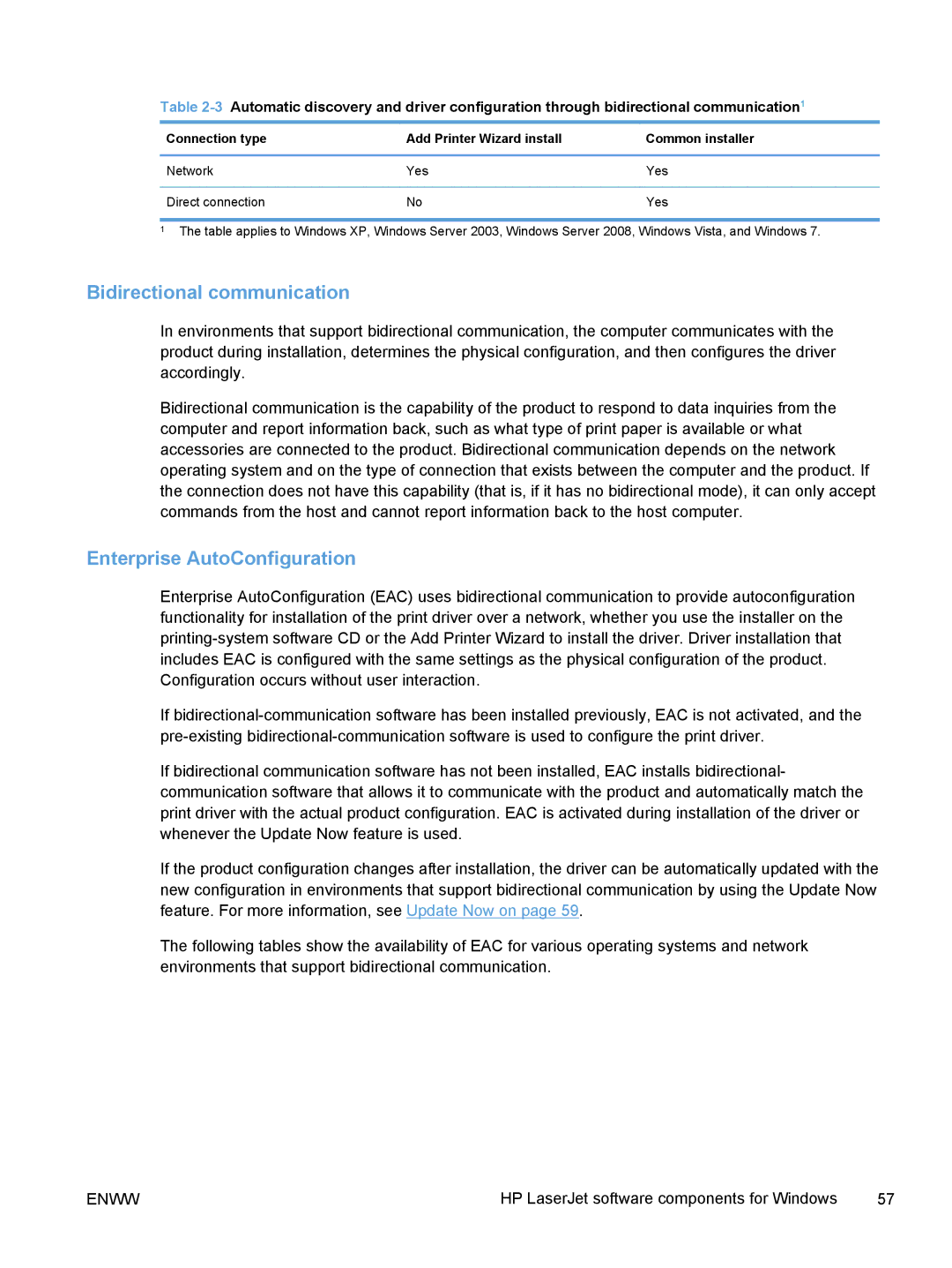 HP TopShot M275 MFP manual Bidirectional communication, Enterprise AutoConfiguration 