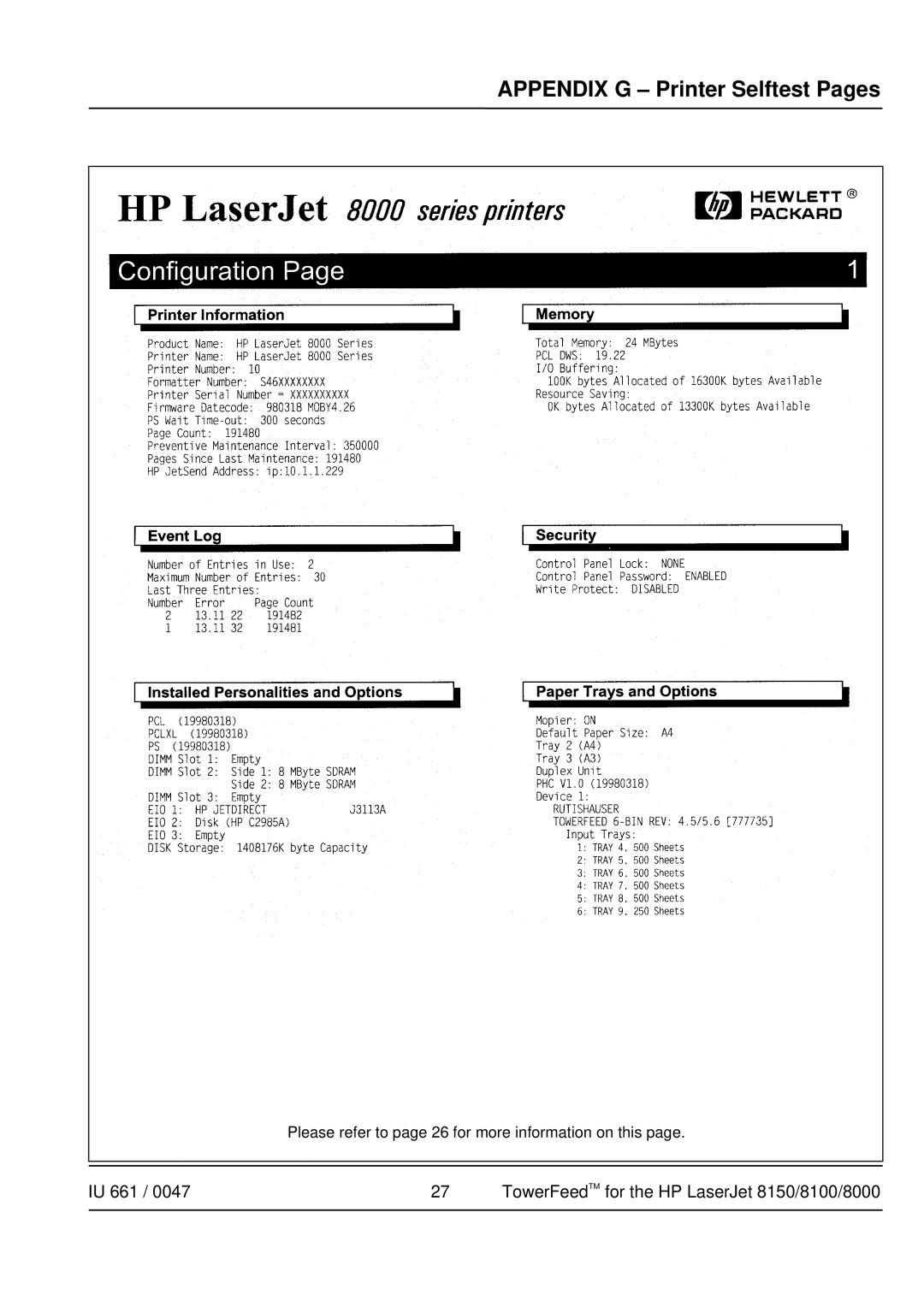 HP TOWERFEED 8150, TOWERFEED 8000 manual Please refer to page 26 for more information on this 