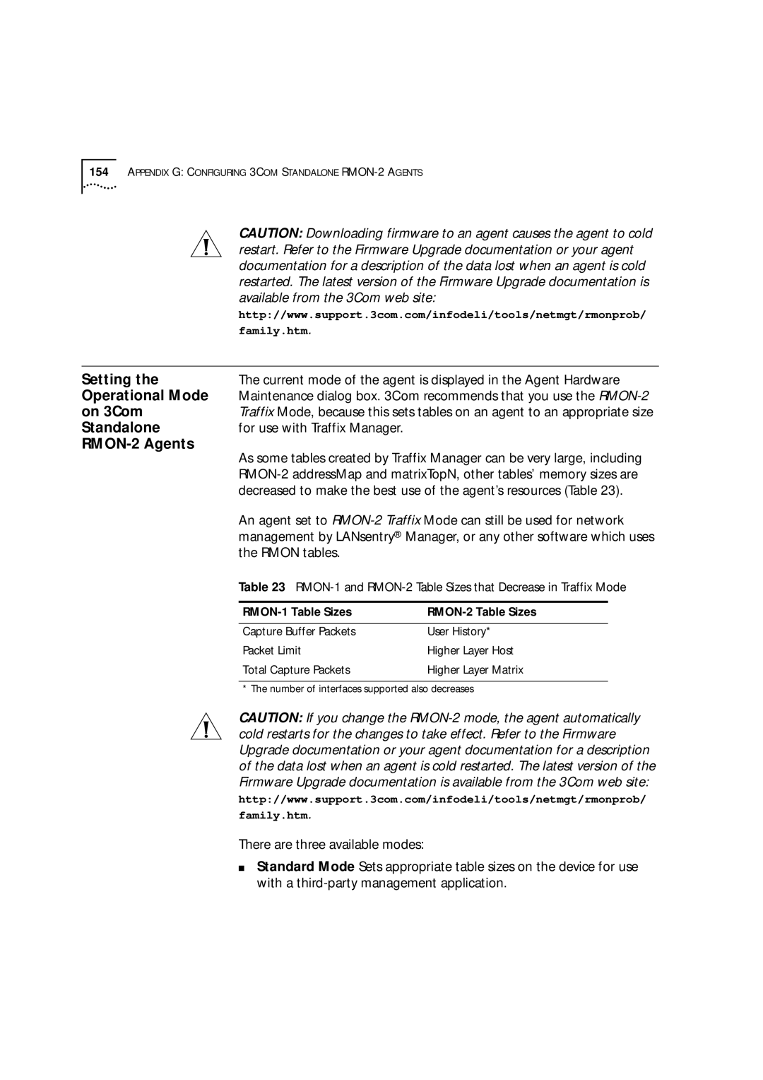 HP Transcend Traffix Manager manual RMON-2 Agents, RMON-1 Table Sizes RMON-2 Table Sizes 