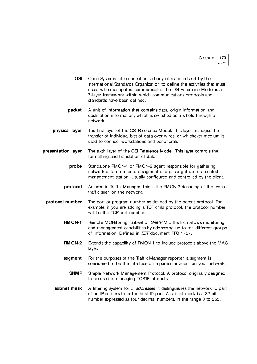 HP Transcend Traffix Manager manual Glossary 