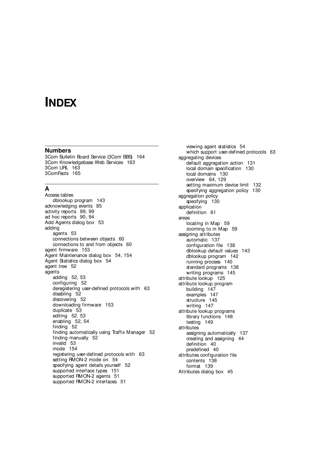 HP Transcend Traffix Manager manual Index, Numbers 