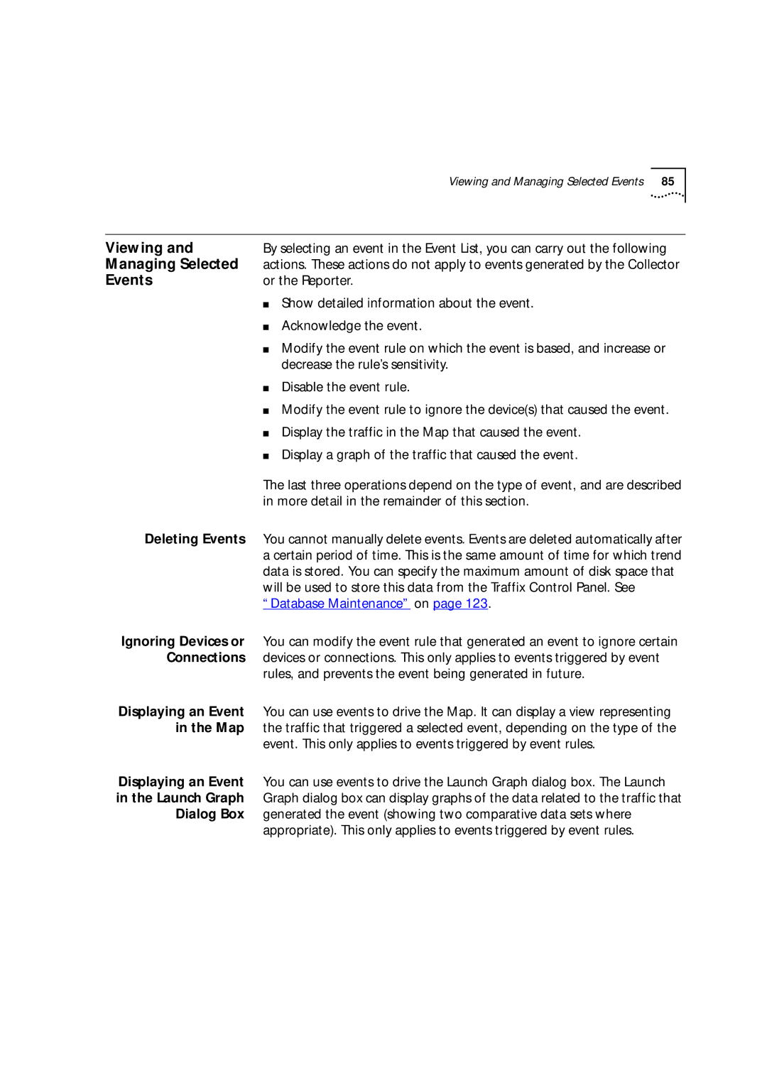 HP Transcend Traffix Manager manual Viewing, Managing Selected, Events 