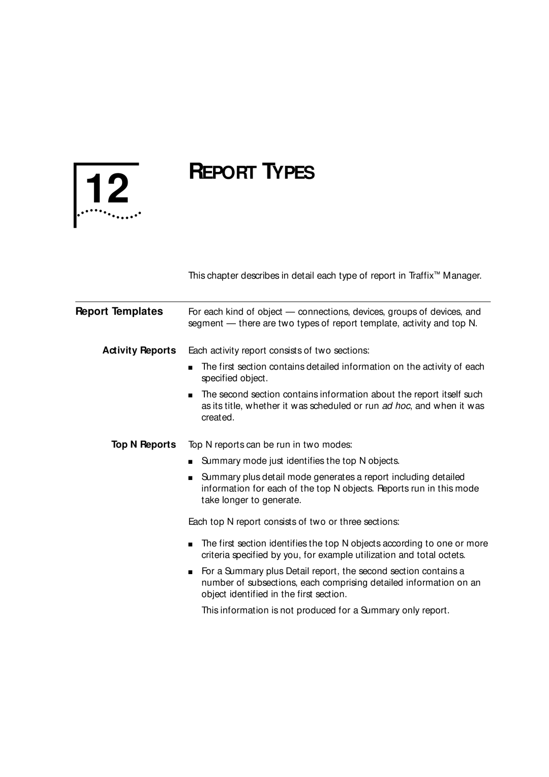 HP Transcend Traffix Manager manual Report Types 