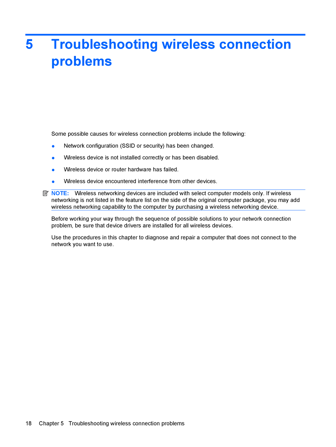 HP CQ40-708TX, tx2-1310au, tx2-1308au, tx2-1305au, tx2-1307au, tx2-1323au manual Troubleshooting wireless connection problems 