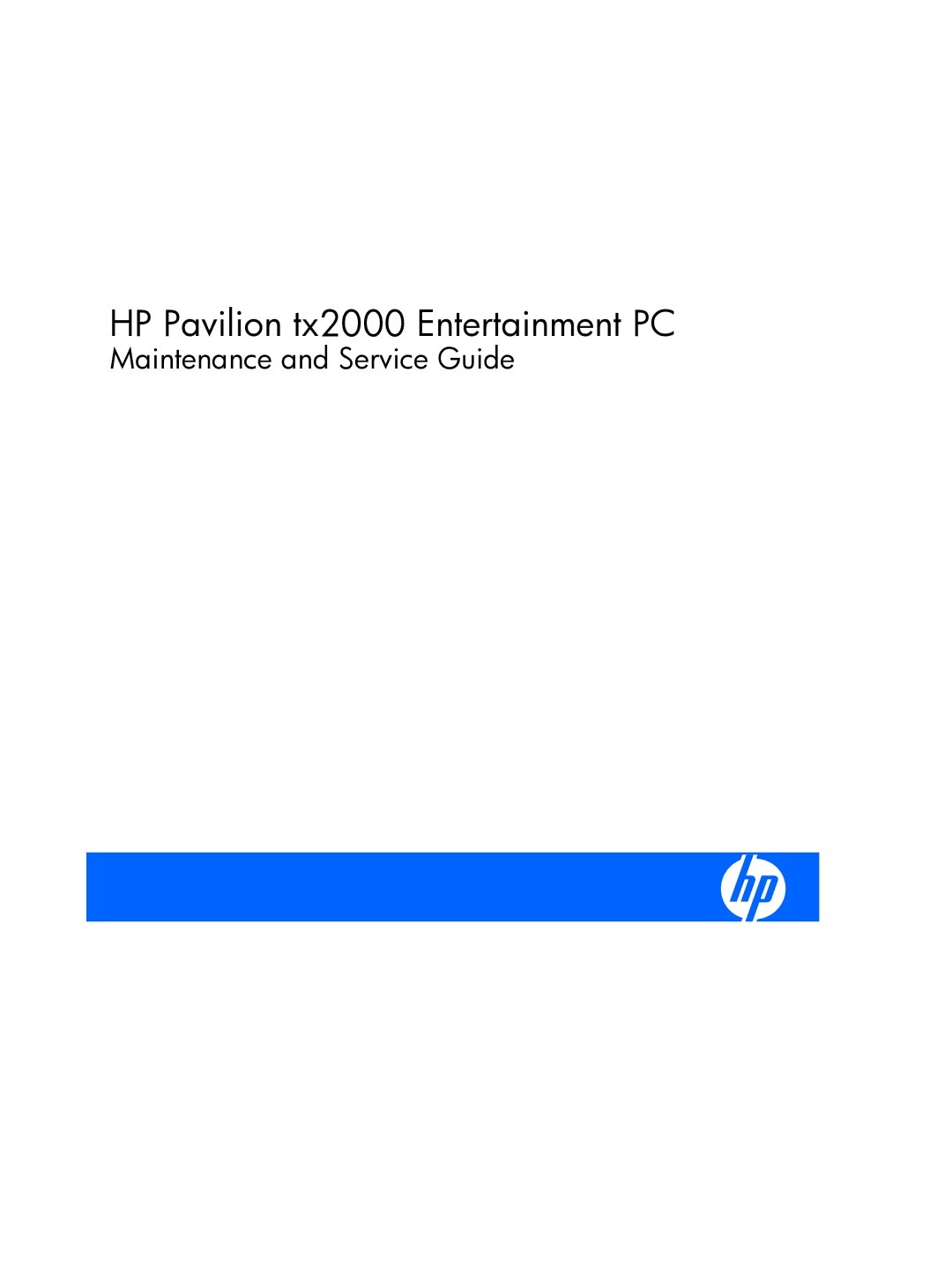 HP manual HP Pavilion tx2000 Entertainment PC 