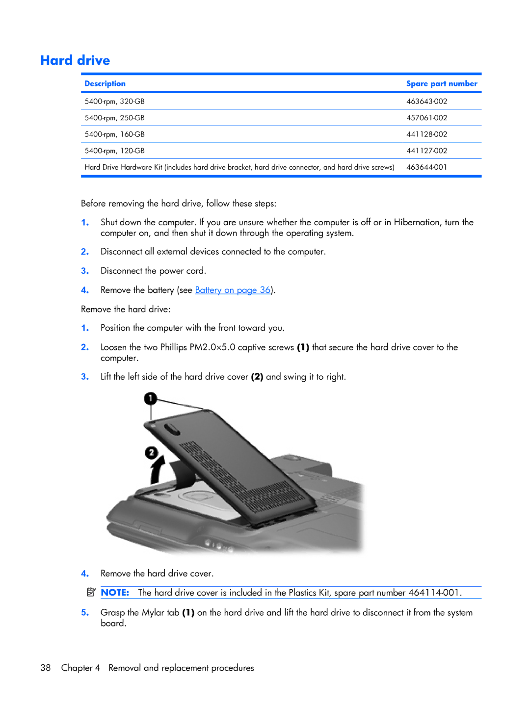 HP tx2000 manual Hard drive 