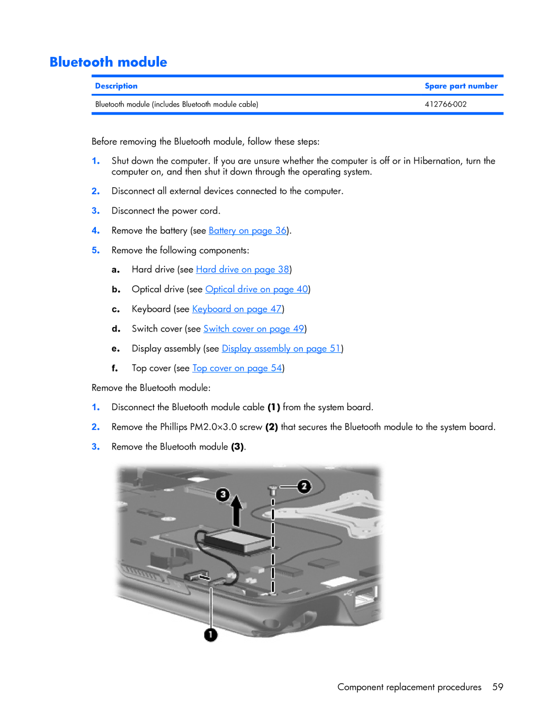 HP tx2000 manual Bluetooth module 