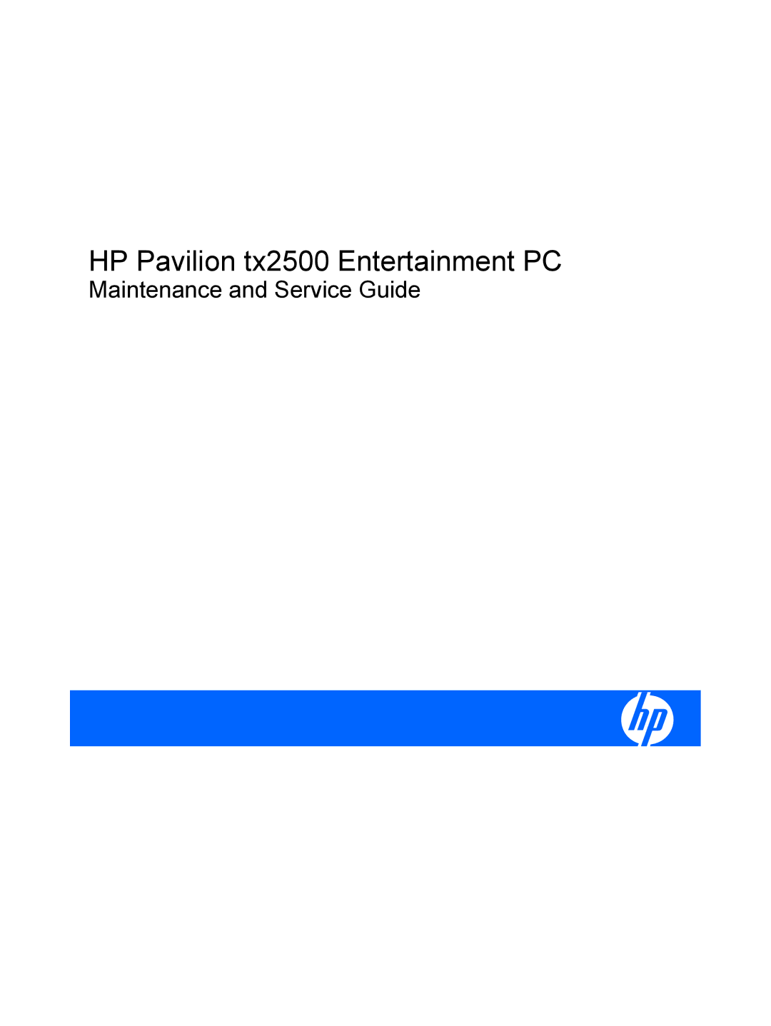 HP TX2500 manual HP Pavilion tx2500 Entertainment PC 