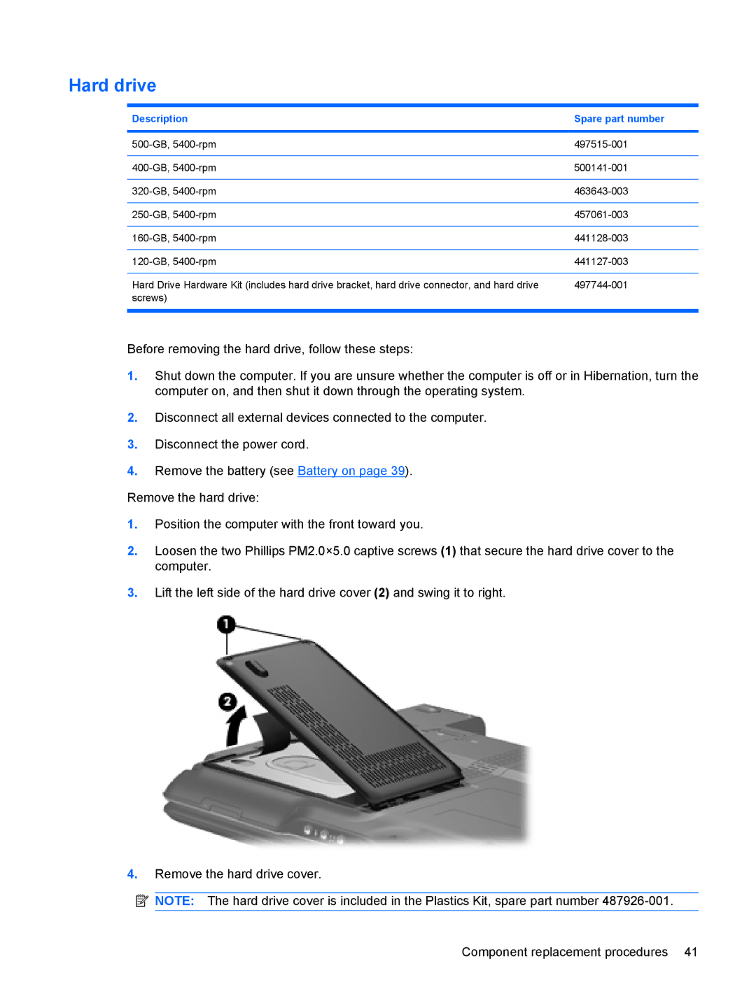 HP TX2500 manual Hard drive 