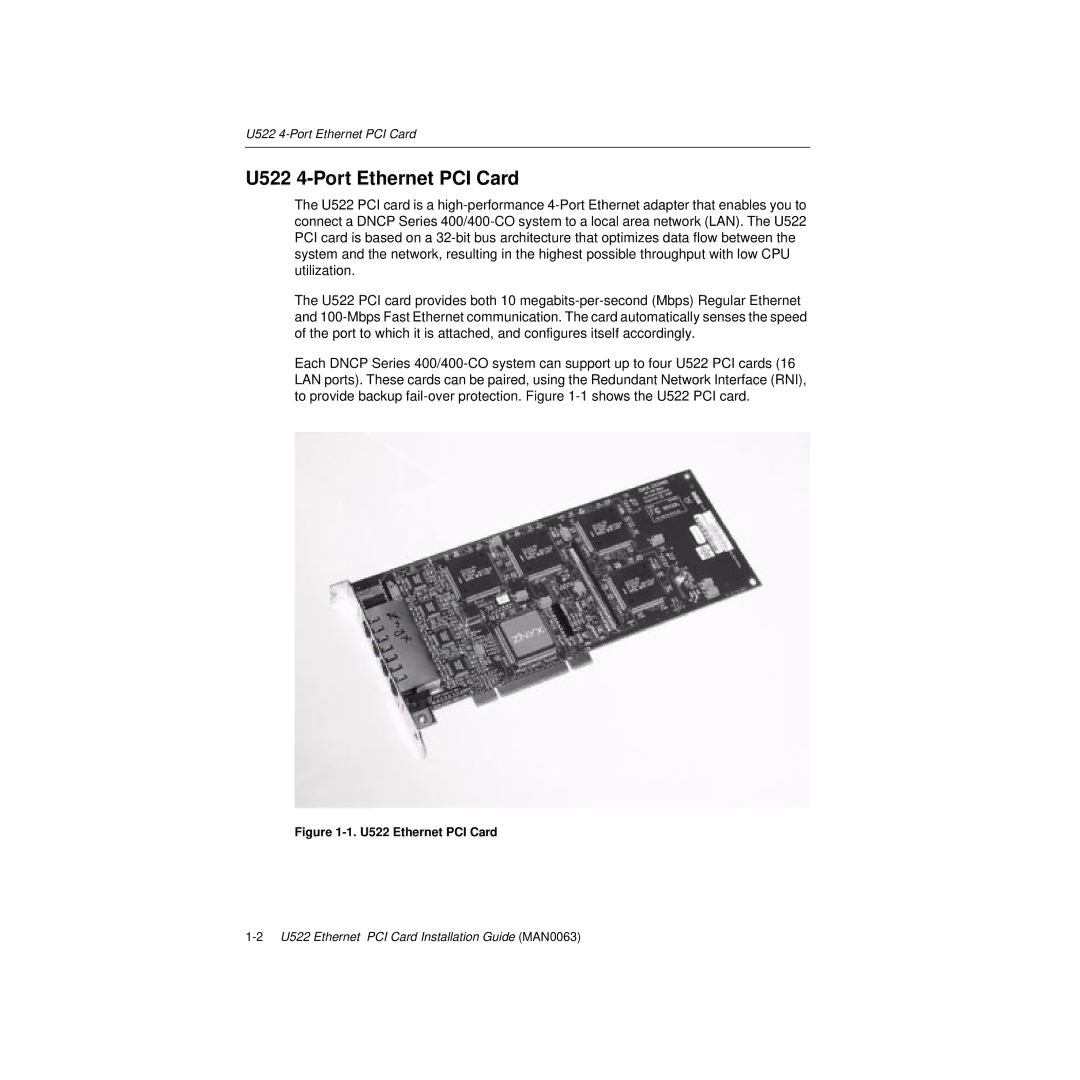 HP manual U522 4-Port Ethernet PCI Card, U522 Ethernet PCI Card 