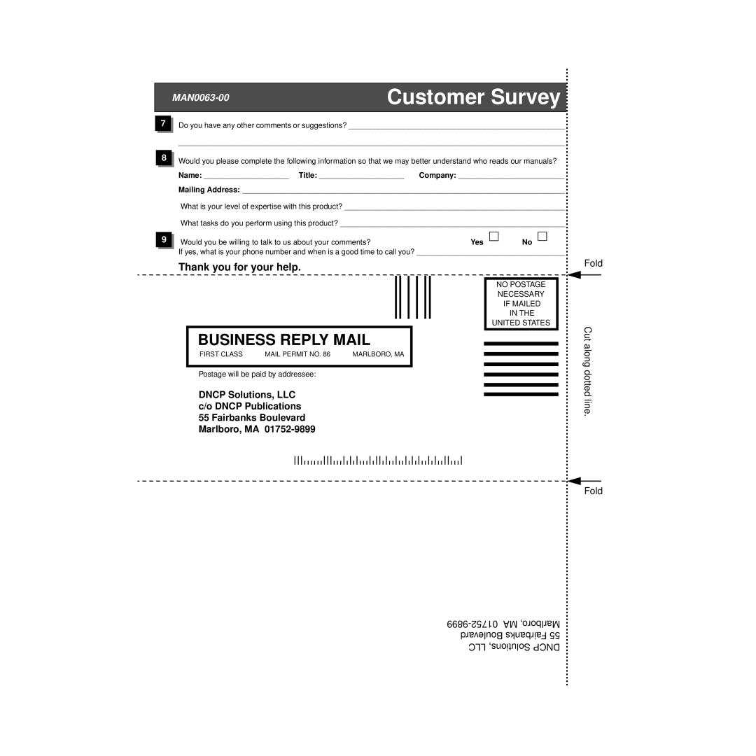 HP U522 manual Business Reply Mail 