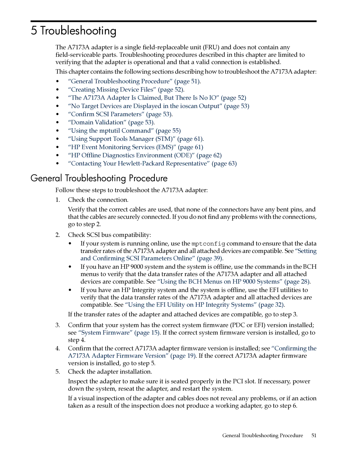 HP Ultra320 A7173A manual General Troubleshooting Procedure 